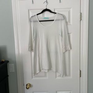 Sheer Quarter-sleeve White Sweater